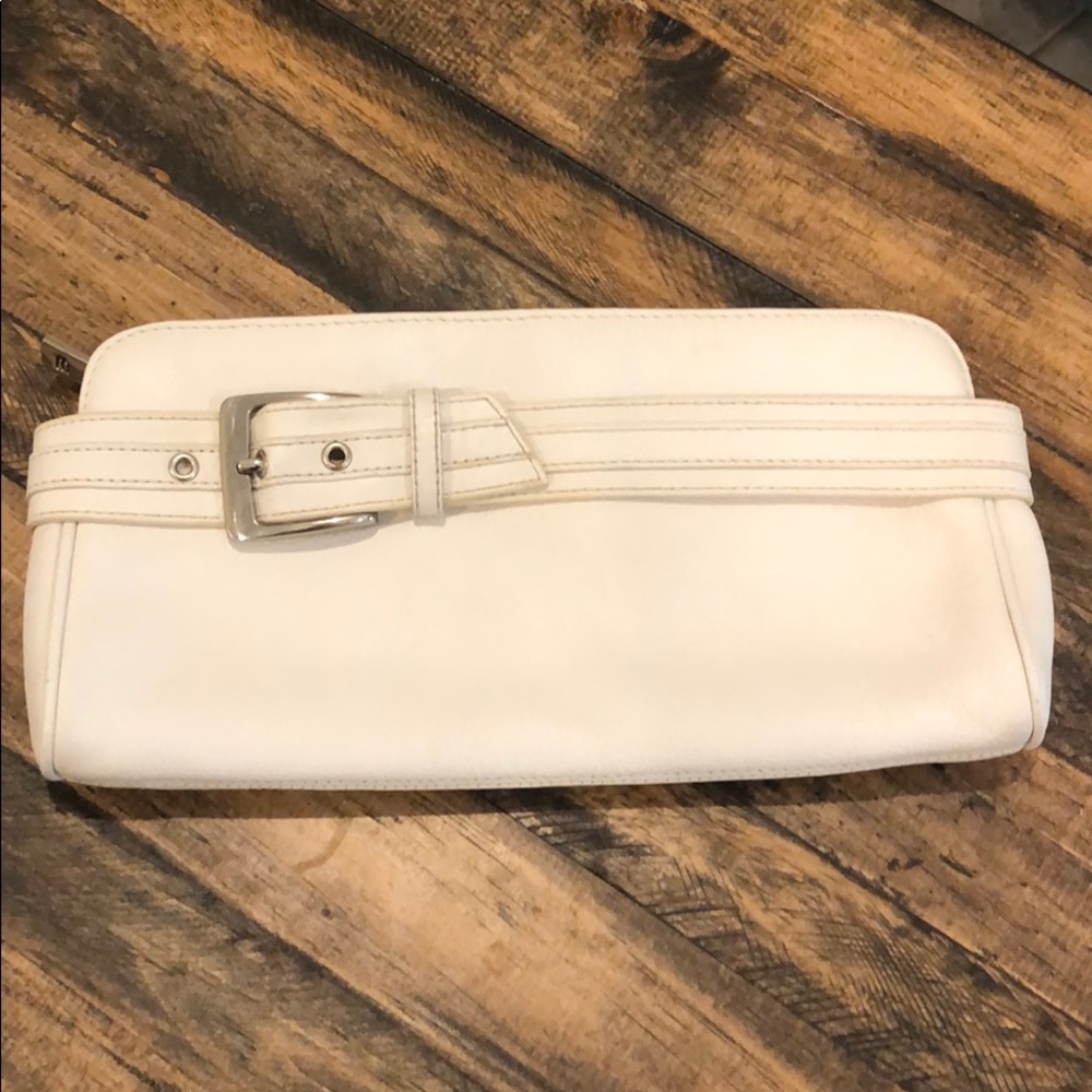 White leather clutch